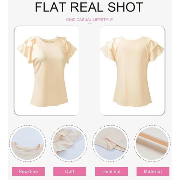 Round Neck Ruffled Sleeve Blouse Women Medium shirt top - Picture 5 of 6